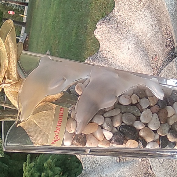 NACHTMANN DOLPHIN 🐬 MARINE FROSTED/CLEAR VASE  EV - Picture 1 of 15